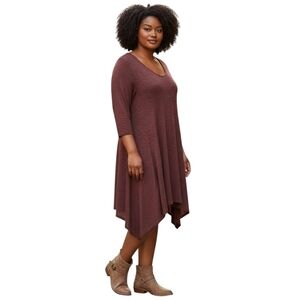 TORRID NEW Plus Size 2X maroon/rust Hacci Swing Dress